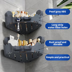 Ettori 2 Pack Corner Shower Caddy with 4 Suction Cups, Pearl Gray