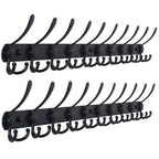 Dseap Coat Rack Wall Mounted - 5 Tri Hooks, Heavy Duty, Stainless Steel, Metal Coat Hook Rail for Coat Hat Towel Purse Robes Mudroom Bathroom Entryway (Black, 2 Packs)