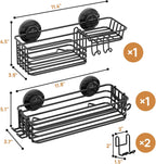 LEVERLOC Shower Caddy Suction Cup, 2 Pack Suction Shower Shelf With Hooks