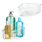 iDesign Plastic Suction Cup Corner Shower Basket, Clear