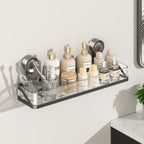Shower Caddy Suction Cup, Bathroom Organizer Shelf | Removable, No Drilling Clear Square Shower Shelves, Large Capacity, Reusable