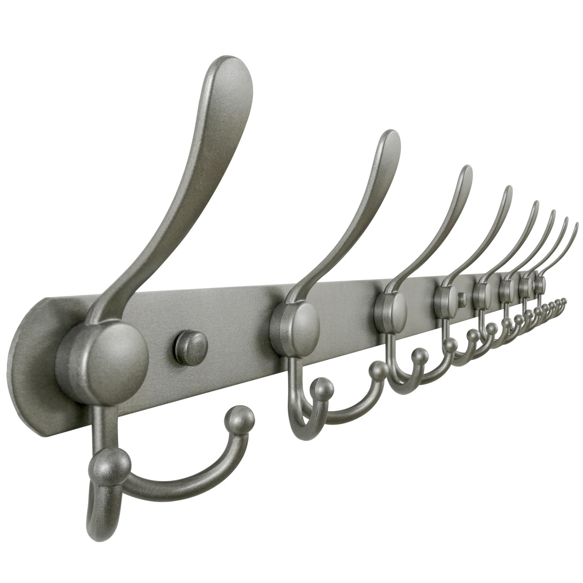 Dseap Coat Rack Wall Mounted - 5 Tri Hooks, Heavy Duty, Stainless Steel, Metal Coat Hook Rail for Coat Hat Towel Purse Robes Mudroom Bathroom Entryway (Black, 2 Packs)