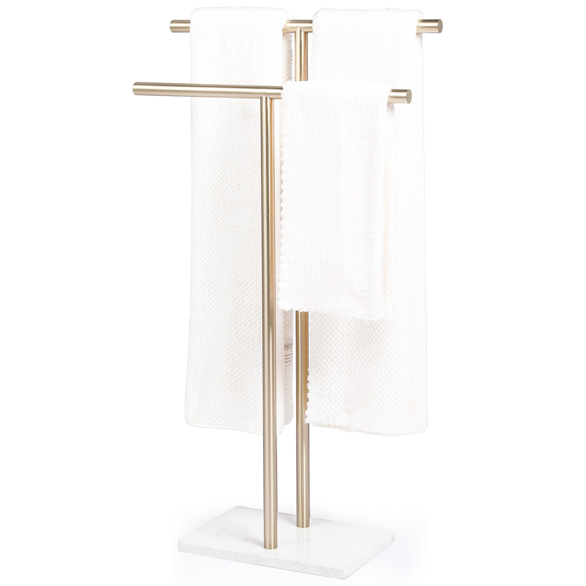 Free Standing Towel Rack - Brushed Nickel Finish with Marble Base