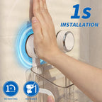 Shower Caddy Suction Cup, Bathroom Organizer Shelf | Removable, No Drilling Clear Square Shower Shelves, Large Capacity, Reusable