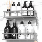 YASONIC Shower Caddy Adhesive, Rustproof Shower Organizer, Large Capacity Shower Shelves for Inside Shower, No Drilling Bathroom Organizers and Storage for Home Decor （2 Pack Black）