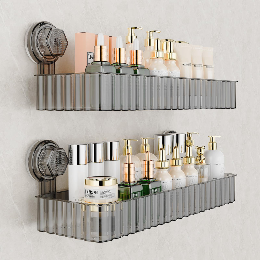 Shower Caddy Suction Cup Bathroom Shower Organizer for Bathroom Storage & Home Decor & Kitchen No Drilling Large Capacity Removable and Reusable Shower Shelves for Inside Shower. (clear, square)