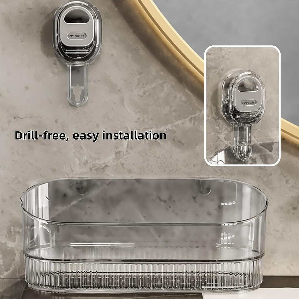 No‑Drill Wall Mount Large Storage Box with Wave‑Grip Suction Cups
