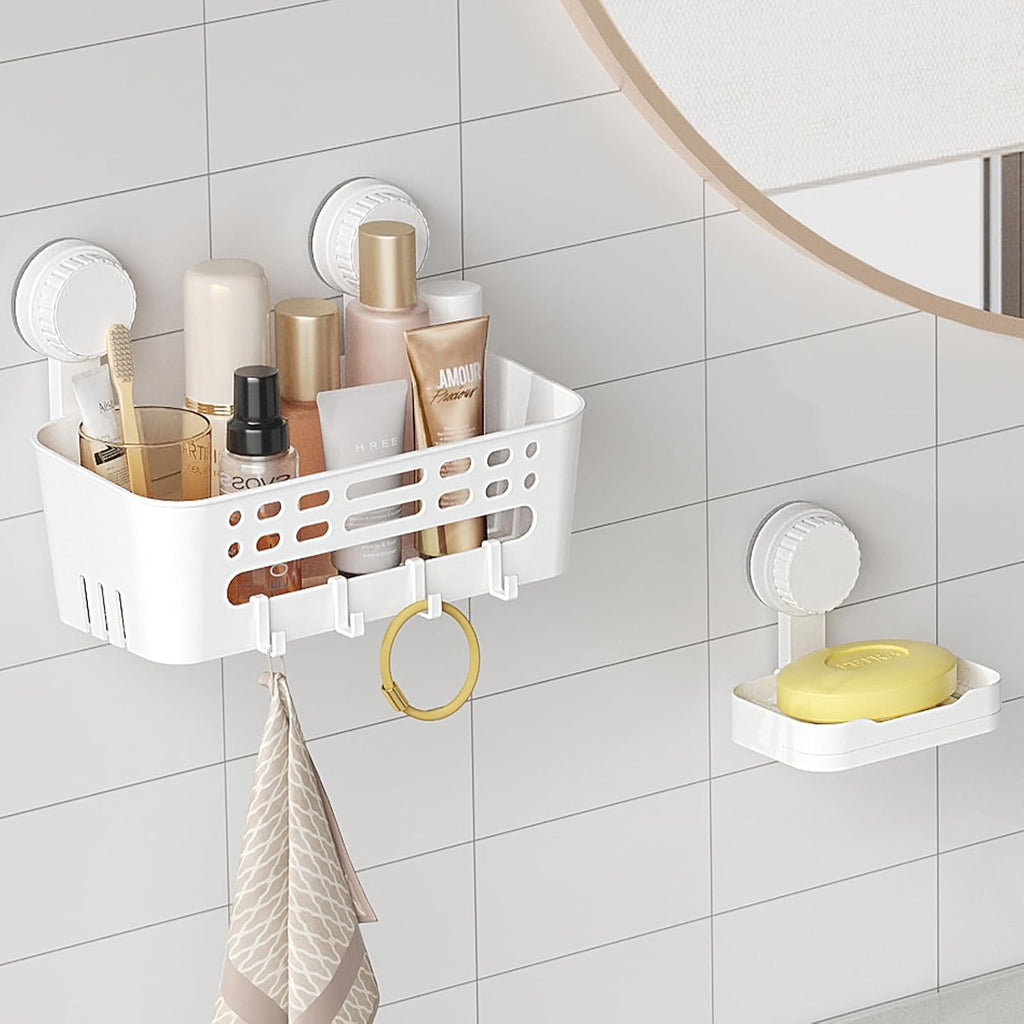 Lifewit Suction Cup Shower Caddy + Soap Dish, 26 cm/10"(L), Set of 2