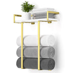 Xstydes Towel Racks for Bathroom, Metal Towel Holder with Storage Basket,Wall Towel Rack for Rolled Towels, Towel Storage for Small Bathroom.
