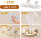 Suction Cup Shower Caddy, Wall Mounted No Drilling Bathroom Shower Organizers Storage Rack, Removable Shelves for Inside the Shower, Black