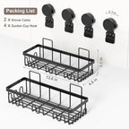 JOTPE Shower Caddy Suction Cup, No Drill Shower Shelves for Bath, 2 Pack