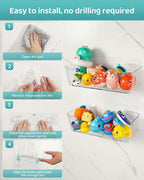 Bath Toy Storage Organizer 2 Pack, Bath Toy Holder with Drain Holes
