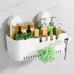 LUXEAR Shower Caddy Suction Cup NO-Drilling Removable Shower Shelf Powerful Heavy Duty Hold up to 22lbs, Waterproof Storage Basket for Shampoo & Toiletries Bathroom & Kitchen Caddy Organizer