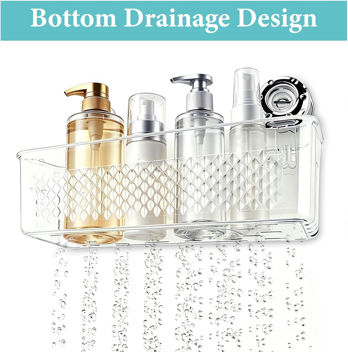 2 Pack Bath Toy Storage Organizer Basket, No Drill Suction Cup Wall Mounted Hanging Shower Basket, Bath Toy Organizer for Bathtub and Bathroom, 6 Suction Cups Included