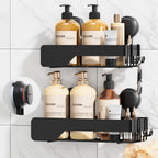 TAILI Shower Caddy Suction Cup Rustproof Metal Shower Shelves Black 2pack