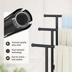 ELYKEN 3 Tier Freestanding Towel Rack with Shelf, 40" H Towel Stand, Black