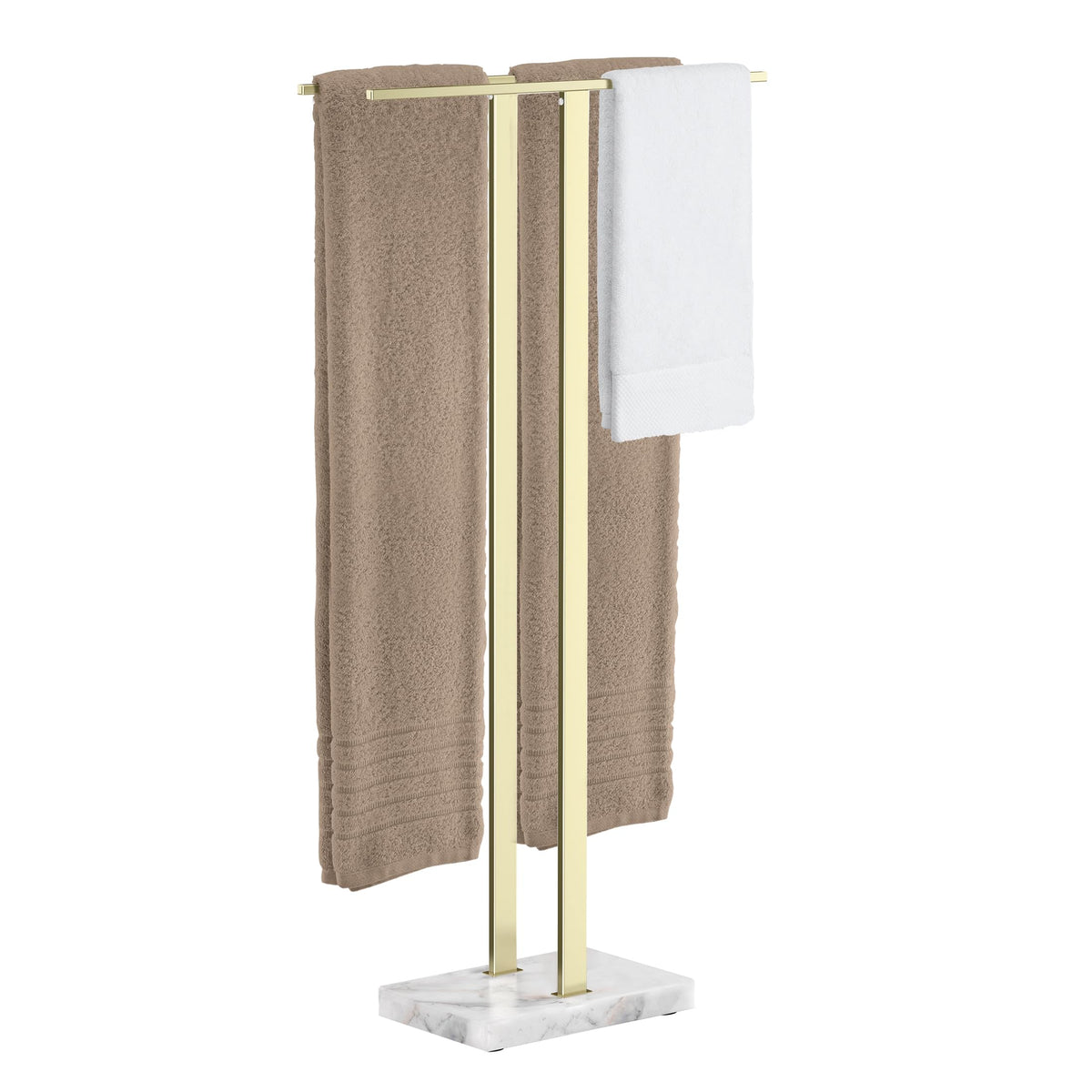 KES Standing Towel Racks for Bathroom 2-Tier, Floor Towel Rack Stand with Heavy Marble Base, Upgrade Steady Freestanding Design, Pro-Grade 18/8 Stainless Steel Brushed Finish, BTH217-2