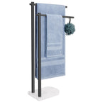 Livabber Standing Towel Rack, 304 Stainless Steel 2-Tier Towel Holder Stand with Marble Base, Modern Stylish Tall Shower Towel Bar for Bathroom Accessories, Pool（Brushed Nickel）