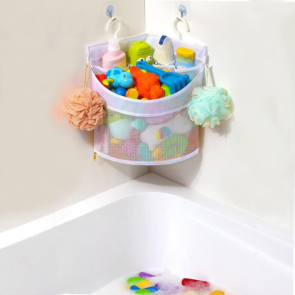 Ligereza Baby Bath Toy Organizer, Quick Drying, bath toy holder, Large Capacity Multi Use Shower Caddy (White)