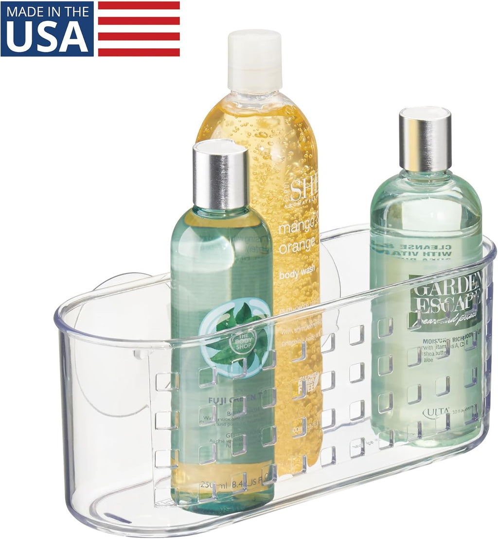 iDesign Hanging Suction Shower Caddy Basket, Clear