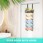 HapiRm Towel Racks for Bathroom Storage - 6 Tier Over The Door & Wall Mount Rolled Towel Storage Organizer Holder with Metal Shelf Basket for Small Bathroom, Camper, Rv - Black, Patented