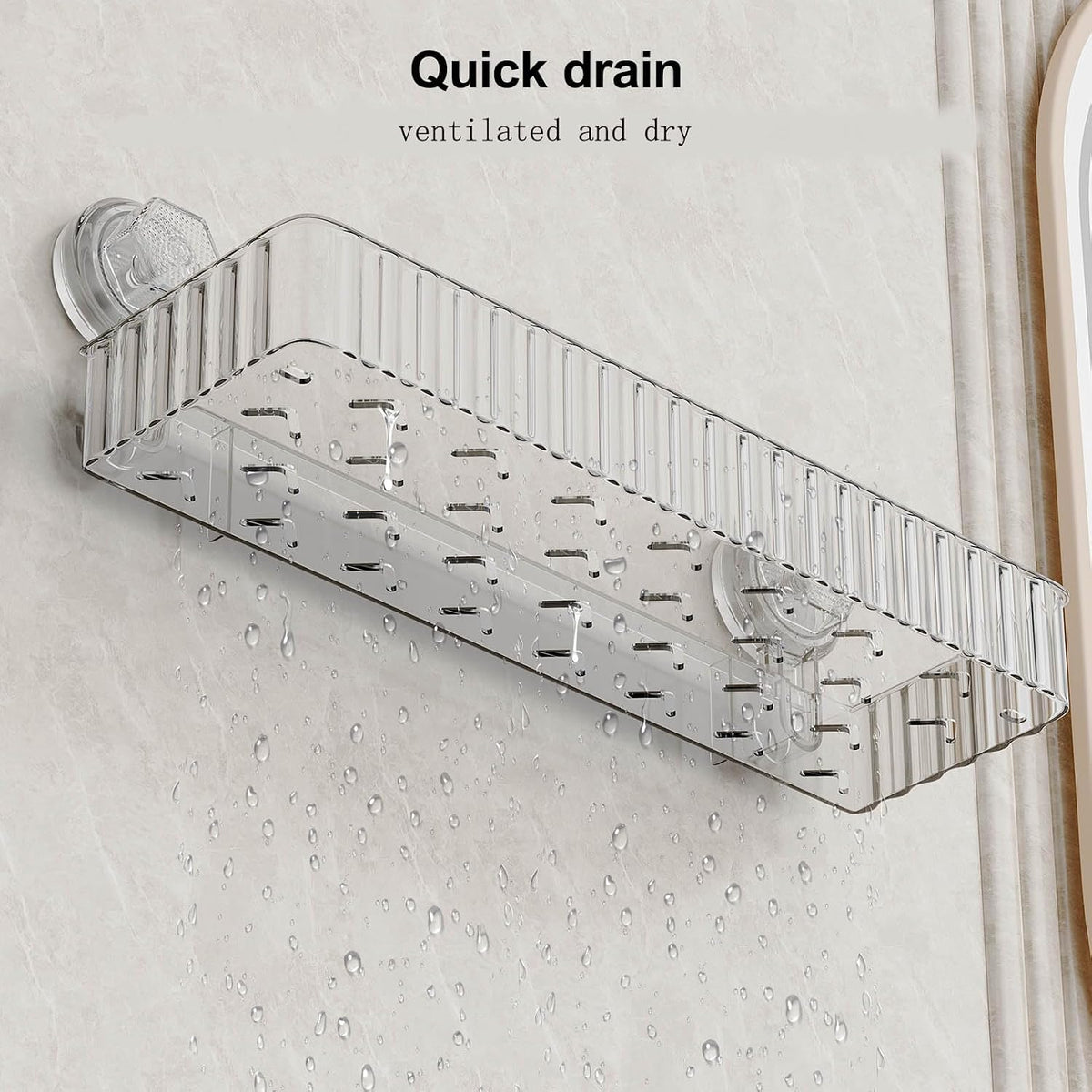 Shower Caddy Suction Cup Bathroom Shower Organizer for Bathroom Storage & Home Decor & Kitchen No Drilling Large Capacity Removable and Reusable Shower Shelves for Inside Shower. (clear, square)