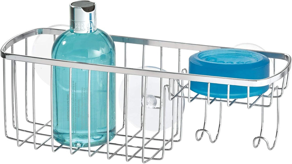 iDesign Gia Polished Stainless Steel Suction Combo Organizer Basket
