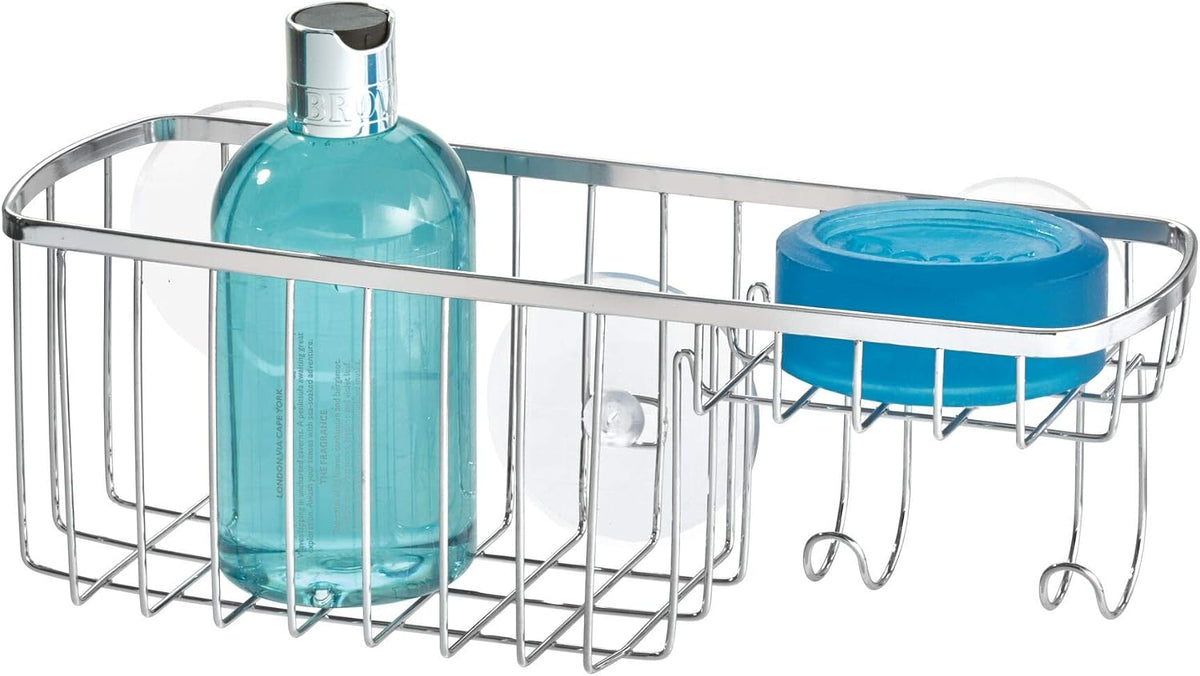 iDesign Gia Polished Stainless Steel Suction Combo Organizer Basket
