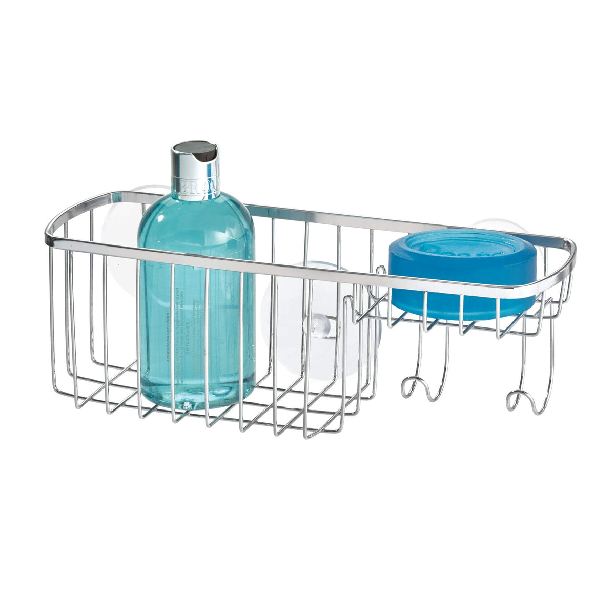 iDesign Gia Polished Stainless Steel Suction Combo Organizer Basket