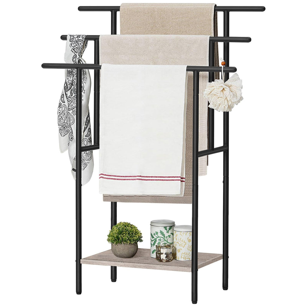 HOOBRO 39.4" Freestanding Towel Rack for Bathroom, Blanket Rack with Shelf