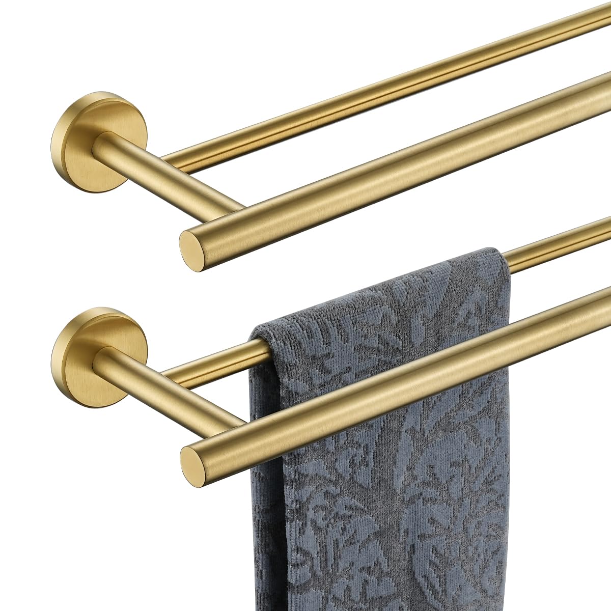 JQK Double Bath Towel Bar, 30 Inch 304 Stainless Steel Thicken 0.8mm Towel Rack for Bathroom, Towel Holder Brushed Finished Wall Mount, Useable Length 27 Inch, TB100L27-BN