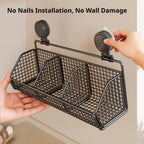 Metal Wire Hanging Storage Basket, Suction Cup Kitchen Basket (A3)