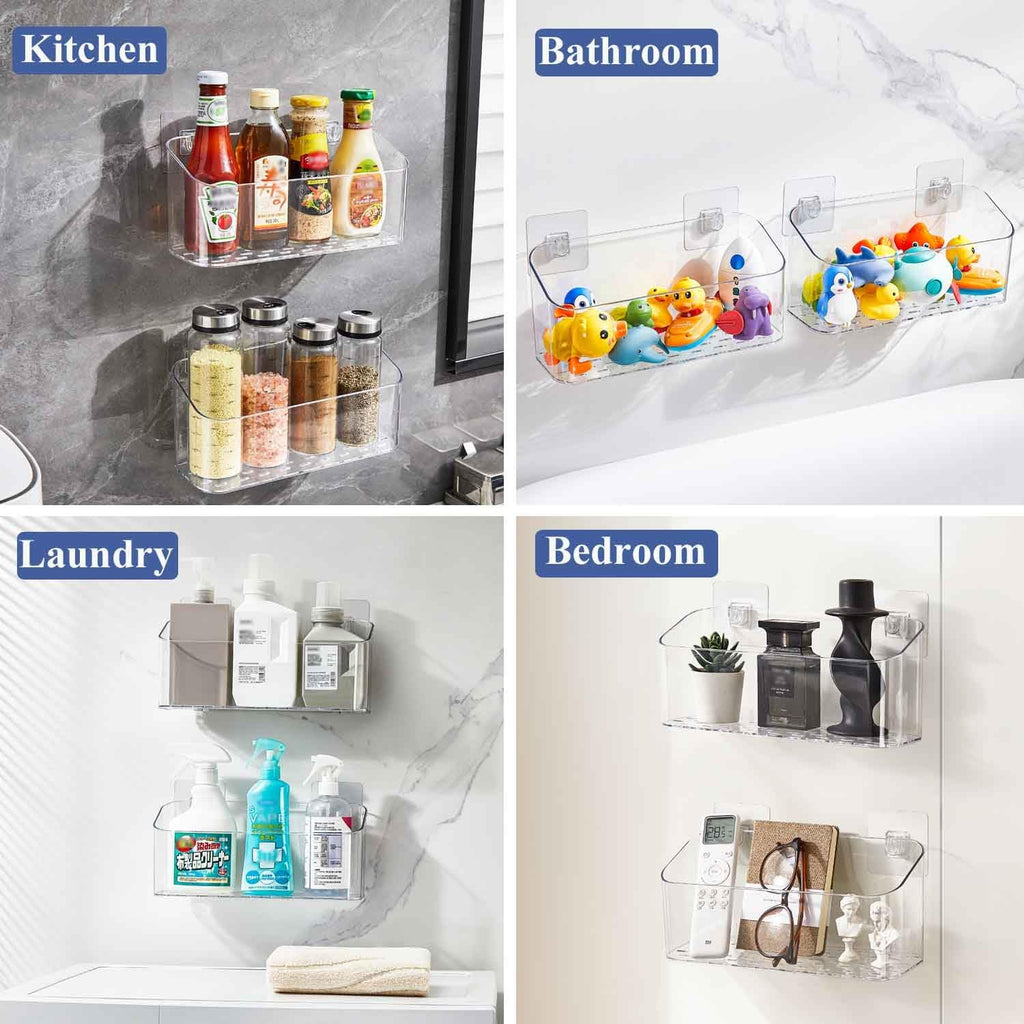 Bath Toy Storage Holder, 2 Pack Clear Bathtub Shower Caddy Shower Organizer
