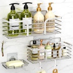 Yougai Shower Organizer with Soap Holder and Hooks for Bathroom (Black)