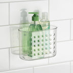 iDesign Small Suction Shower Basket for Bathroom Storage - Set of 2 - Clear - Made in USA