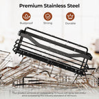 Orimade Shower Caddy Basket Shelf Storage Rack, No Drilling Wall Mounted Adhesive Rust Resistant Stainless Steel Shower Organizer with 5 Hooks for Bathroom, Black 2 Pack