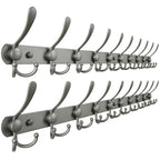Dseap Coat Rack Wall Mounted - 5 Tri Hooks, Heavy Duty, Stainless Steel, Metal Coat Hook Rail for Coat Hat Towel Purse Robes Mudroom Bathroom Entryway (Black, 2 Packs)