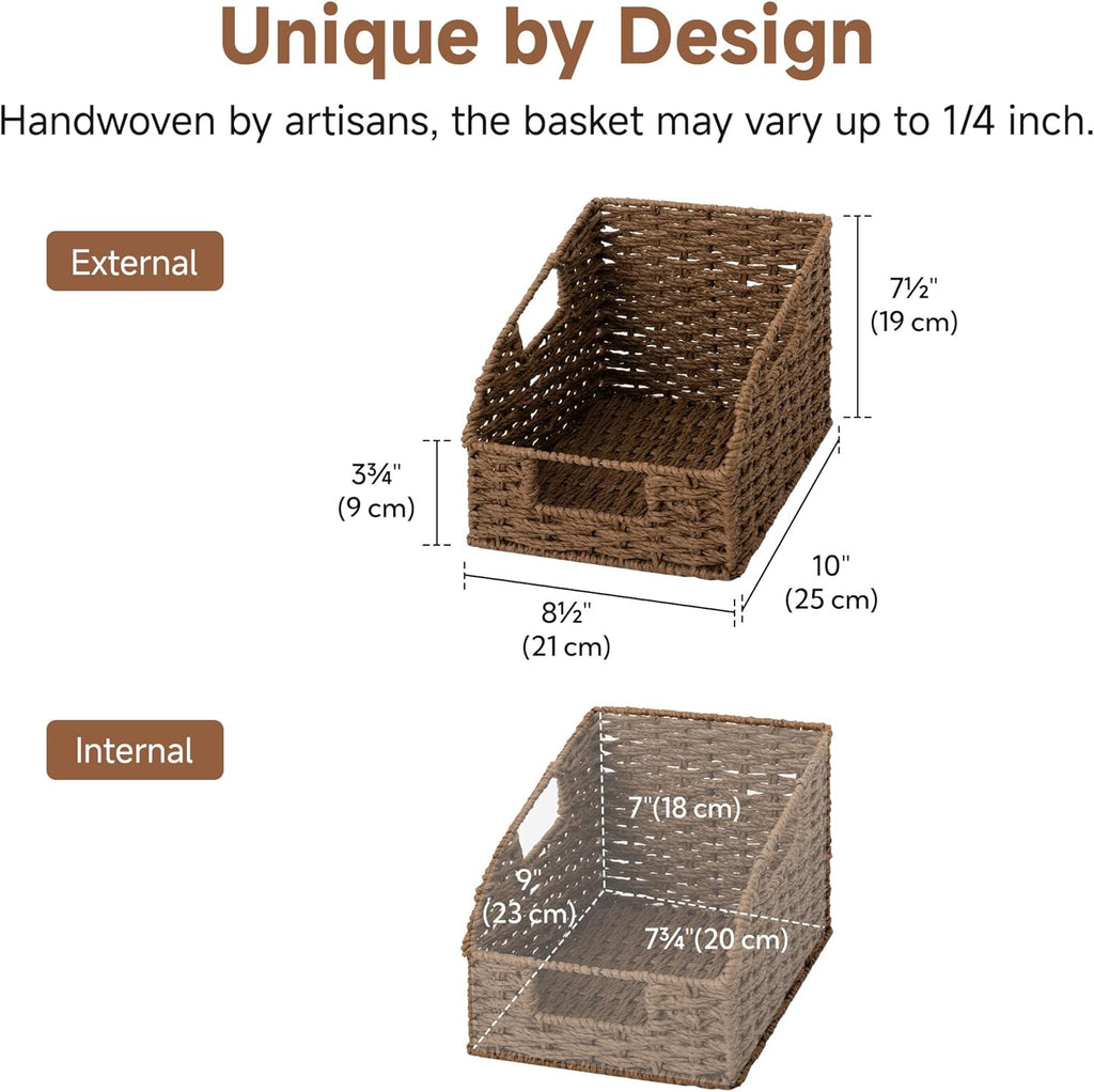 StorageWorks Wicker Baskets for Organizing,Brown Baskets for Storage,2-Pack