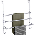 CANYAVE Over The Door Towel Rack, Over Door Towel Rack for Bathroom Door, Triple Towel Storage Holder with Hooks (Silver)