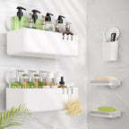 LUXEAR Shower Caddy Suction Cup Shower Basket 2 Pack, NO-Drilling Removable Plastic Shower Shelf Organizer for Bathroom Storage & Kitchen Max Hold 22lbs,Waterproof,One Second Installation Shower Rack