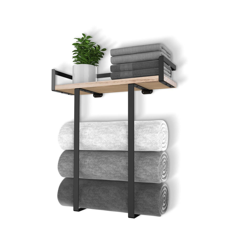 Xstydes Towel Racks for Bathroom, Metal Towel Holder with Storage Basket,Wall Towel Rack for Rolled Towels, Towel Storage for Small Bathroom.