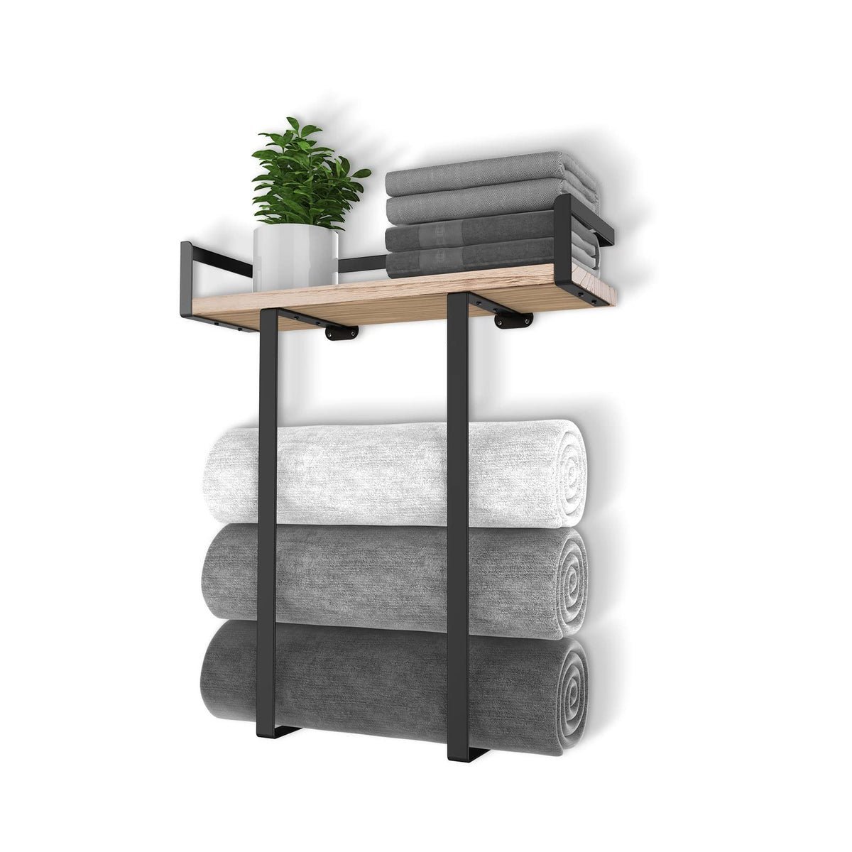 Xstydes Towel Racks for Bathroom, Metal Towel Holder with Storage Basket,Wall Towel Rack for Rolled Towels, Towel Storage for Small Bathroom.
