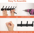 Optish Coat Rack Wall Mount, Wall Hooks for Hanging, Entry Coat Hooks Coat Hanger, Hat Rack Holder for Wall, Key Holder Purse Racks, Towel Rack for Bathrooms (2 Pack, Black)