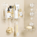 LUXEAR Suction Cup Shower Caddy, No Drilling Shower Caddy, White