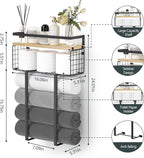 Xstydes Towel Racks for Bathroom, Metal Towel Holder with Storage Basket,Wall Towel Rack for Rolled Towels, Towel Storage for Small Bathroom.