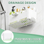 LUXEAR Shower Caddy Suction Cup NO-Drilling Removable Shower Shelf Powerful Heavy Duty Hold up to 22lbs, Waterproof Storage Basket for Shampoo & Toiletries Bathroom & Kitchen Caddy Organizer