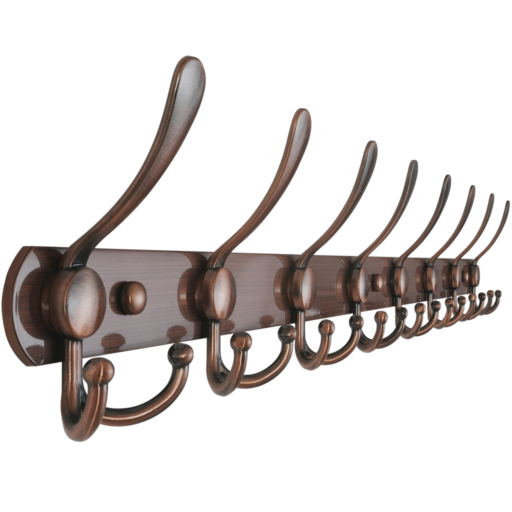 Dseap Coat Rack Wall Mounted - 5 Tri Hooks, Heavy Duty, Stainless Steel, Metal Coat Hook Rail for Coat Hat Towel Purse Robes Mudroom Bathroom Entryway (Black, 2 Packs)