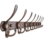 Dseap Coat Rack Wall Mounted - 5 Tri Hooks, Heavy Duty, Stainless Steel, Metal Coat Hook Rail for Coat Hat Towel Purse Robes Mudroom Bathroom Entryway (Black, 2 Packs)