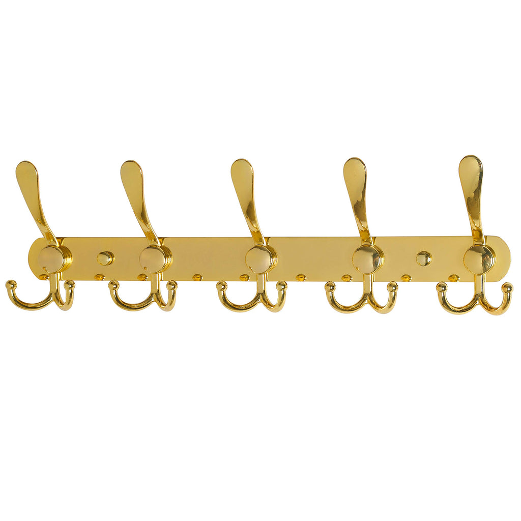 Dseap Coat Rack Wall Mounted - 5 Tri Hooks, Heavy Duty, Stainless Steel, Metal Coat Hook Rail for Coat Hat Towel Purse Robes Mudroom Bathroom Entryway (Black, 2 Packs)