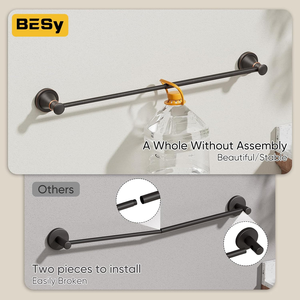 BESy Towel Racks for Bathroom Wall Mounted Bath Towel Bar Oil Rubbed Bronze